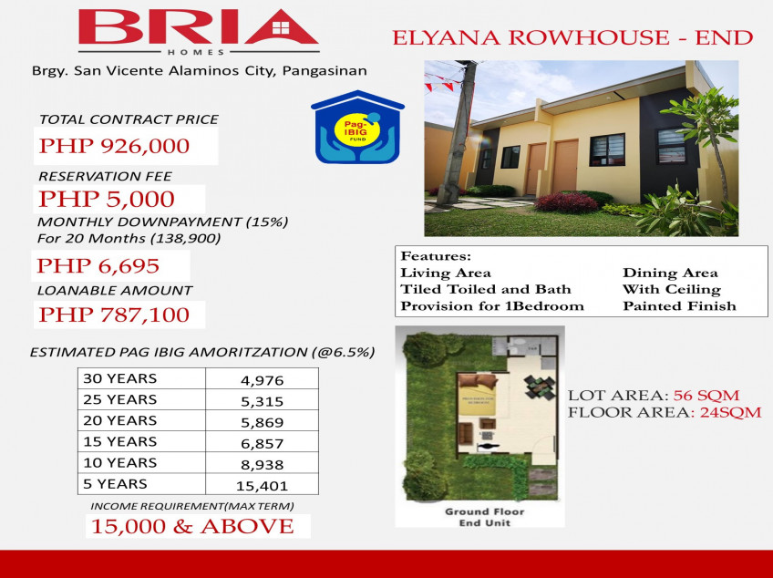 Affordable Elyana Unit in Bria Homes Alaminos Pangasinan