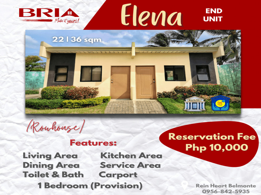 1BR Rowhouse RFO For Sale in San Pablo Laguna