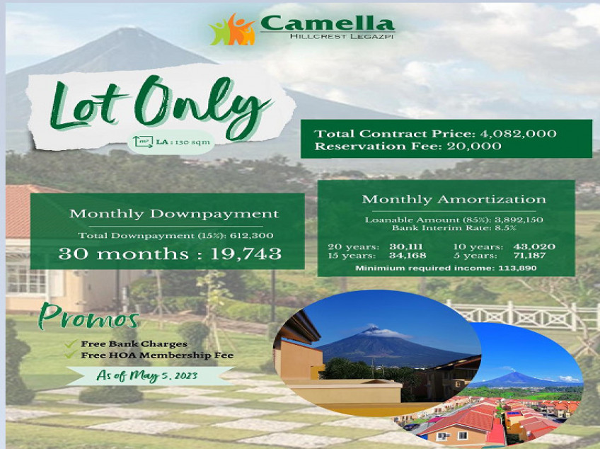 130 sqm Lot For Sale at Camella Hillcrest Legazpi