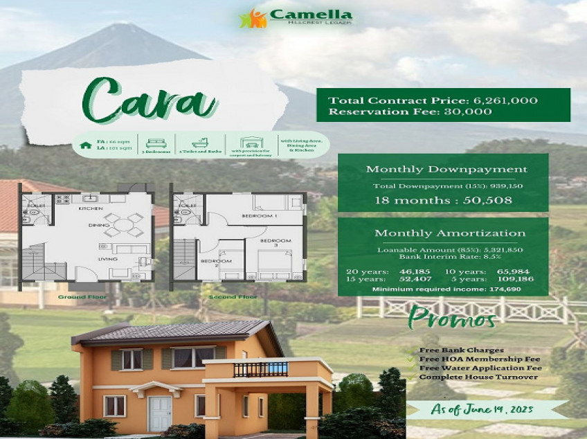 101 sqm Cara - House & Lot For Sale at Camella Hillcrest Legazpi