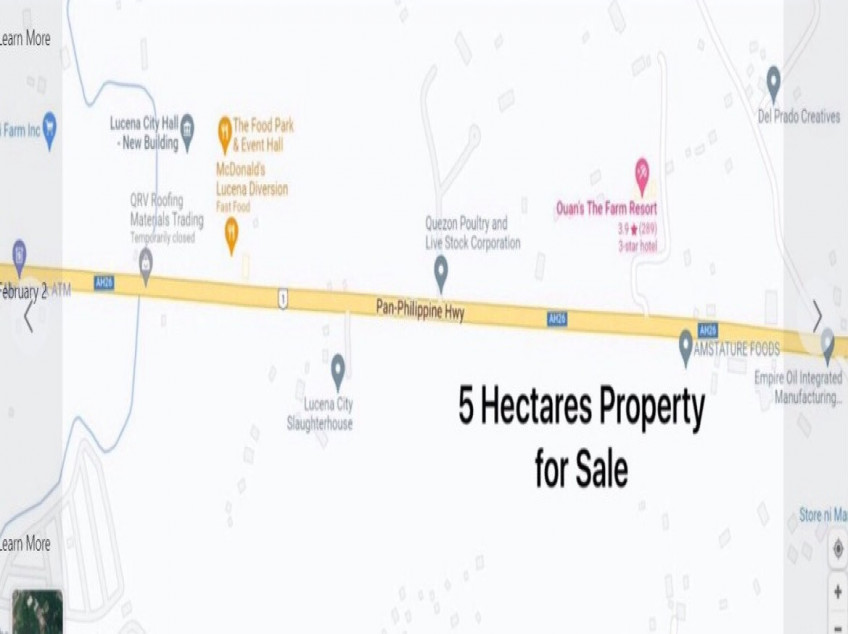 MAYAO LUCENA - 5 HECTARES COMMERCIAL LOT FOR SALE/ LEASE