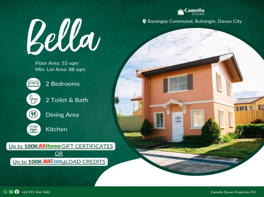 2 Storey 2 Bedrooms House and Lot Available at Camella Davao Communal, Buhangin, Davao City