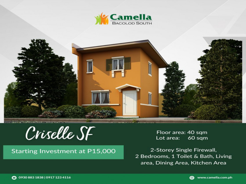 2 bedroom Criselle SF Preselling house and lot in Bacolod City