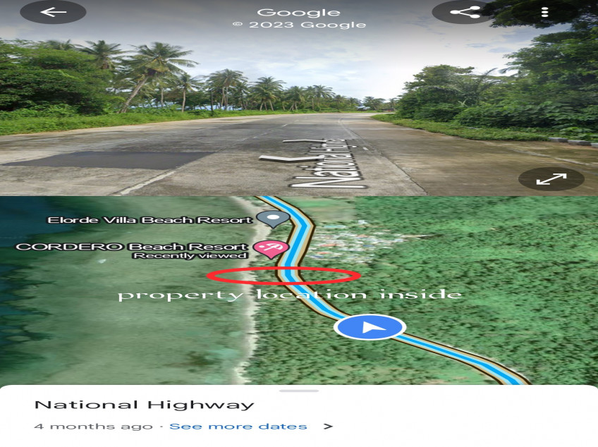 2 - Hectare Beach Front Land for Sale, along National Road and Resorts