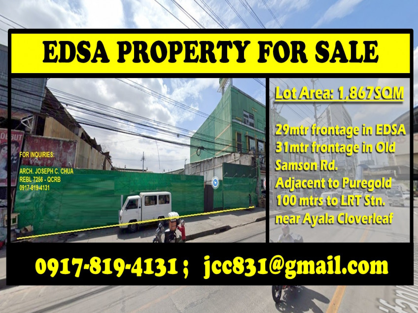 1897 sqm commercial thru lot along EDSA Balintawak beside LRT Station