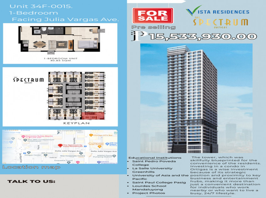 1 BR Bare Condo Unit For Sale In Ortigas CBD