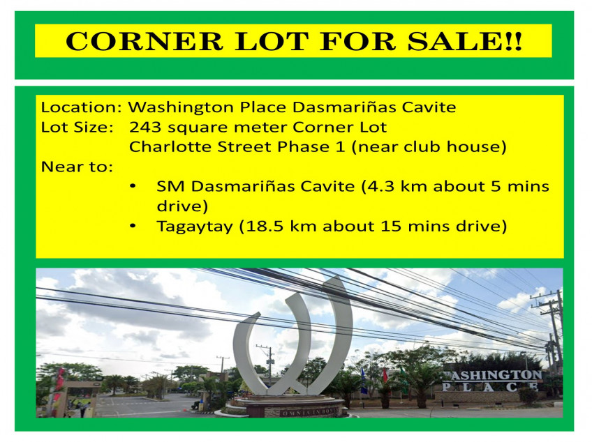 Lot For Sale At Washington Place Dasmariñas Cavite