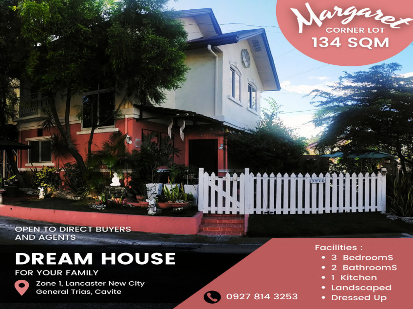 Margaret Unit 134 SQM 3BR HOUSE FOR SALE! |  Corner Lot | Lancaster New City Cavite