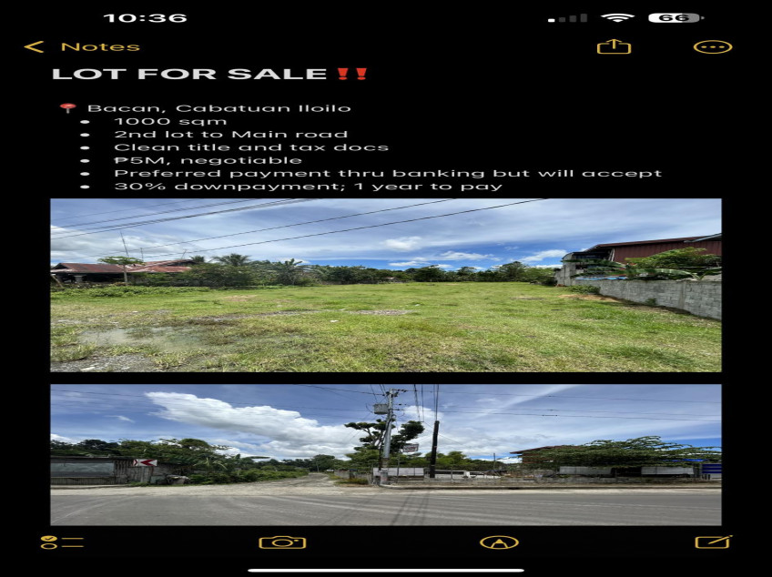 1000 SQM Residential Land (2nd Land To Main Road) In Iloilo