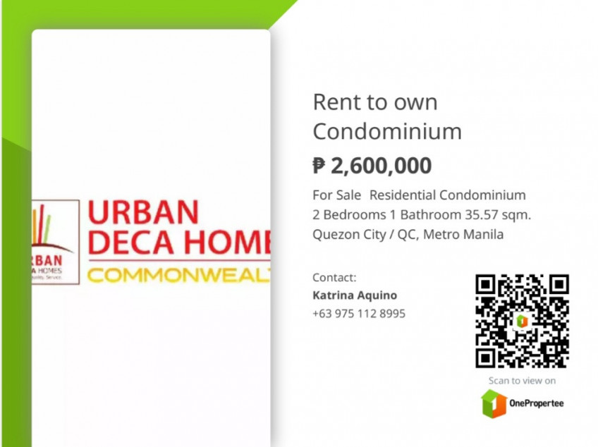 Condo Unit At Urban Deca Homes Commonwealth, Quezon City (Pre-Selling)