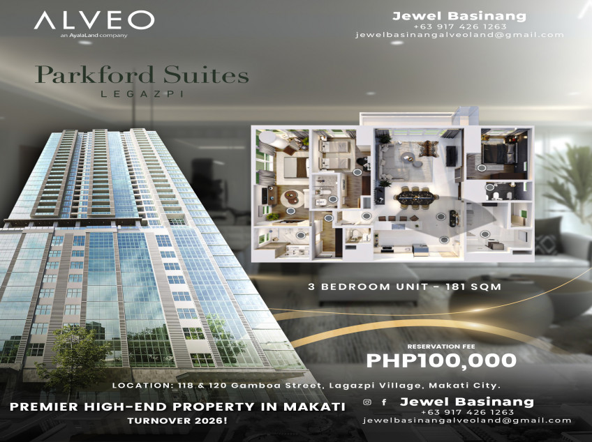 Pre-Selling 2 Bedroom 126 SQM High End Condo For Sale In Legazpi Makati By Alveo Land