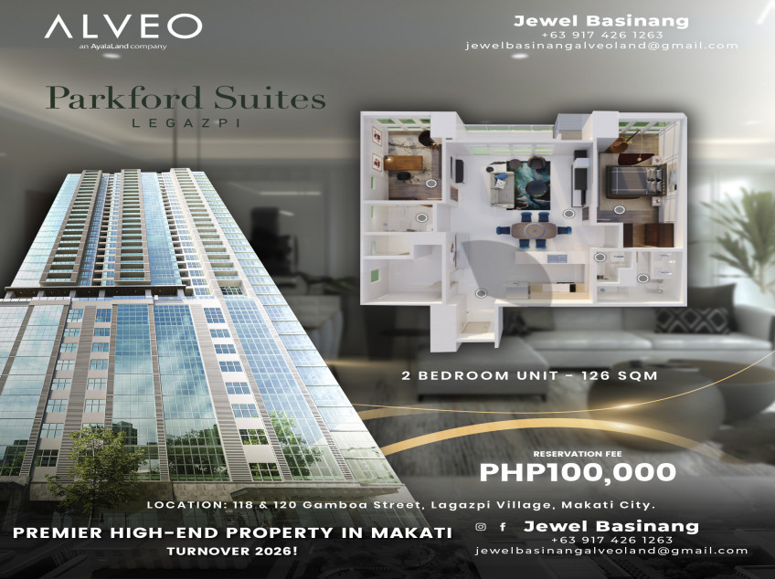 Pre-Selling 2 Bedroom 126 SQM High End Condo For Sale In Legazpi Makati By Alveo Land