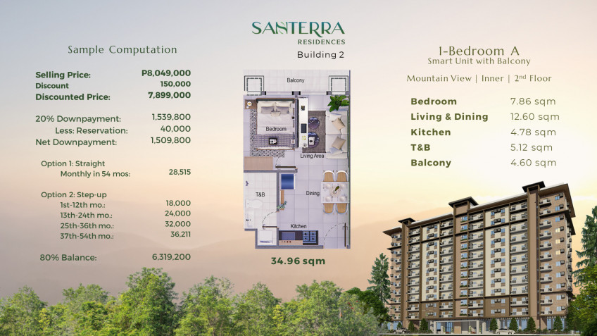 1 Bedroom Condo Unit with balcony by Santerra Residences