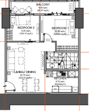Pre-selling 67 SQM 2 BR Unit At The Valeron Tower Located At C-5, P.E. Antonio Pasig City