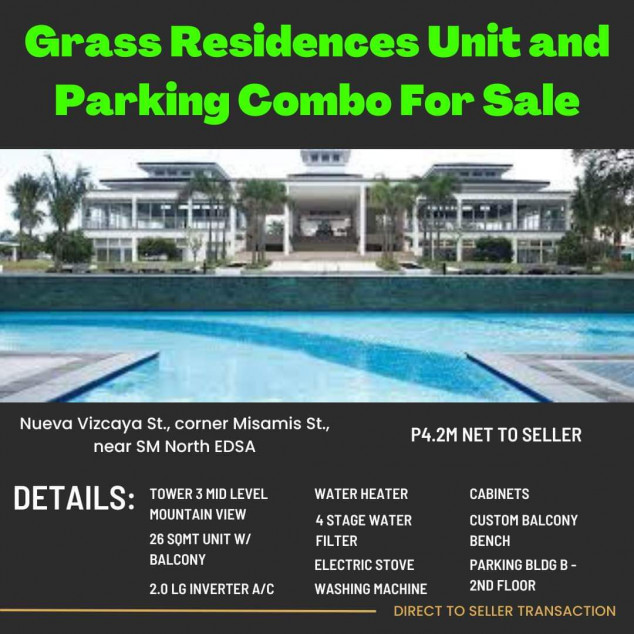 Grass Residences Quezon City Condo With Parking For Sale By Owner