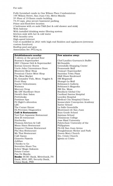 Condo With Parking For Sale In One Wilson Place San Juan, Manila