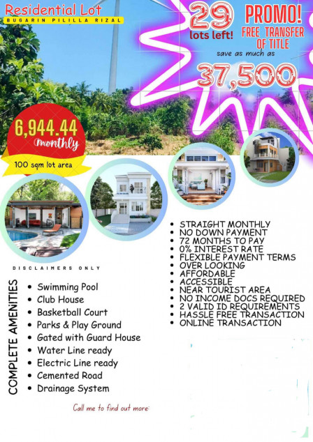 Pre-Selling Lot For Sale - Bugarin, Pililla, Rizal