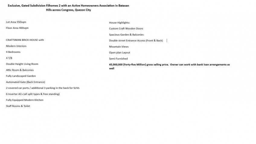 Clean Title RFO 4 BR House And Lot For Sale At Filhomes II Batasan Hills Quezon City