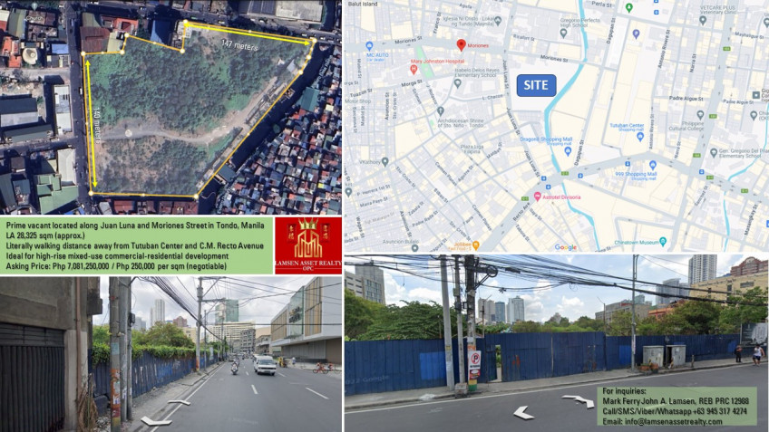 2.8 Hectares Juan Luna corner Moriones, Tondo, Manila For Sale