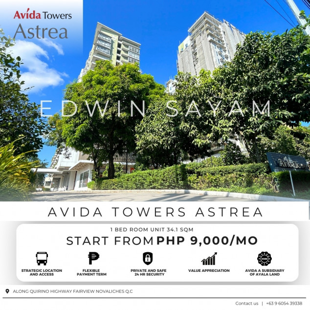 JR 1 BED ROOM 22.5 SQM Promo Sale at Avida Towers Astrea Fairview