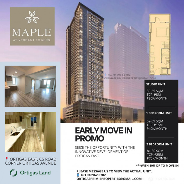 Maple at Verdánt Towers | Early Move In Promo | For as low as 20k/month with 10% spot DP to move in