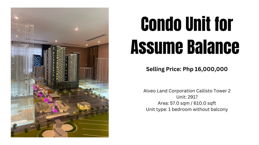 1 Bedroom Condo In Callisto Tower 2 Makati For Assume Balance By Alveo Land