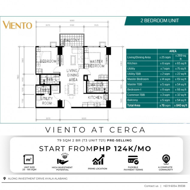 2 Bed Room Unit Near Alabang Town Center For Pre Selling 79 SQM