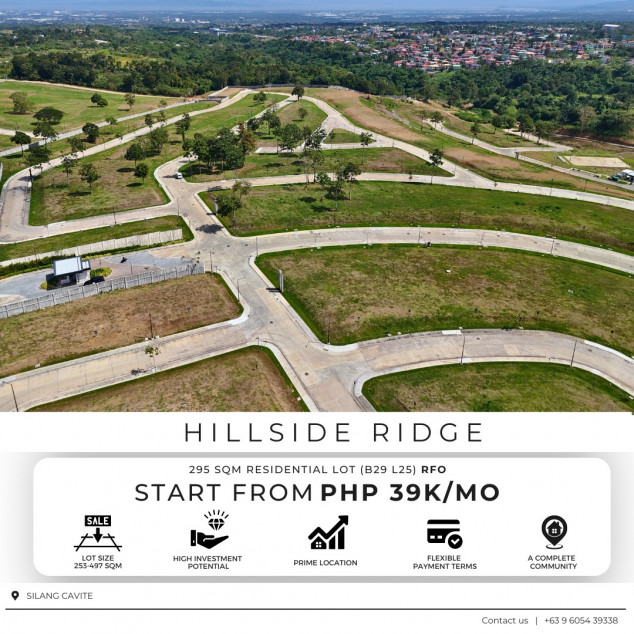 Residential Lots For Sale In Cavite 295 SQM In Silang Cavite Hillside Ridge At Southmont