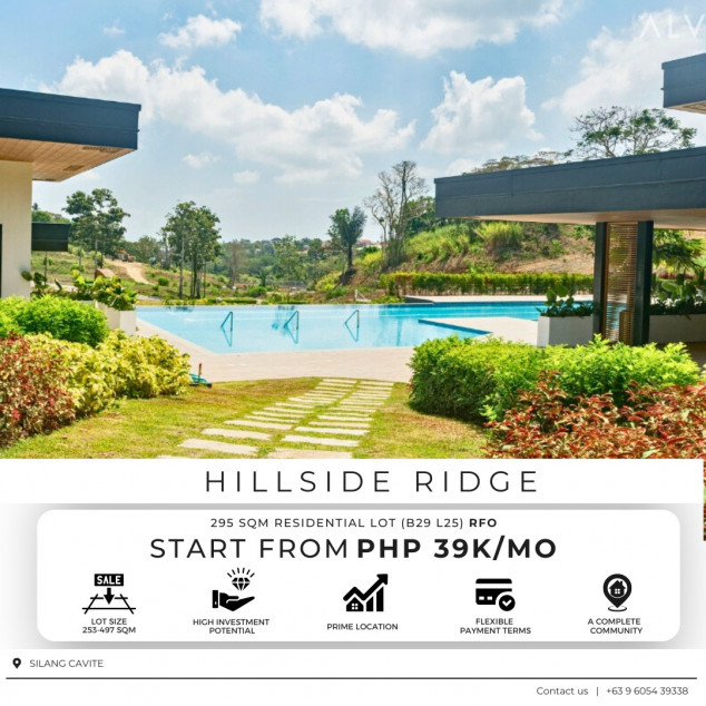 Residential Lots For Sale In Cavite 295 SQM In Silang Cavite Hillside Ridge At Southmont
