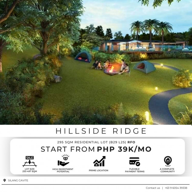 Residential Lots For Sale In Cavite 295 SQM In Silang Cavite Hillside Ridge At Southmont