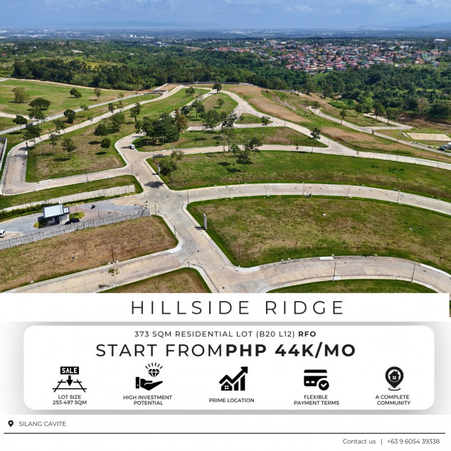 Residential Lots For Sale In Cavite 373 SQM  In Silang Cavite Hillside Ridge At Southmont