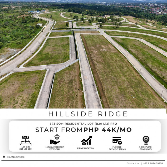 Residential Lots For Sale In Cavite 373 SQM  In Silang Cavite Hillside Ridge At Southmont