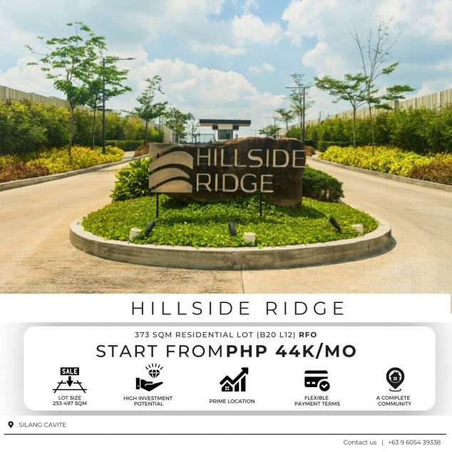 Residential Lots For Sale In Cavite 373 SQM  In Silang Cavite Hillside Ridge At Southmont