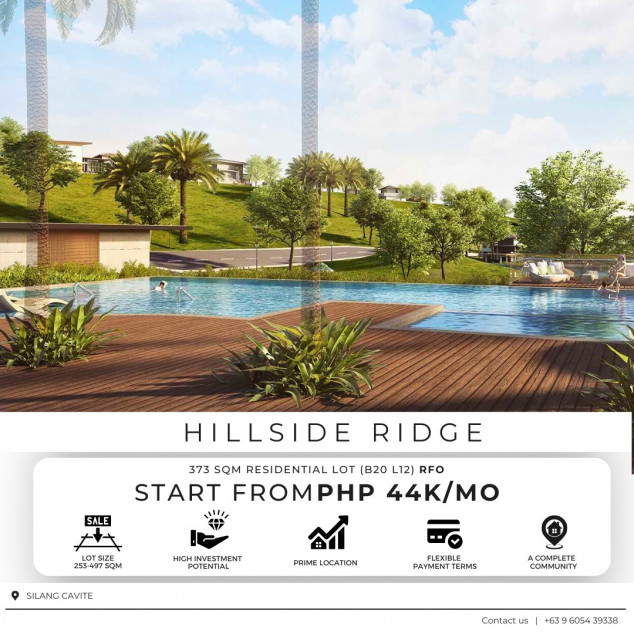 Residential Lots For Sale In Cavite 373 SQM  In Silang Cavite Hillside Ridge At Southmont