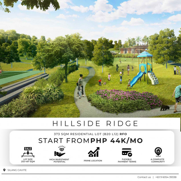 Residential Lots For Sale In Cavite 373 SQM  In Silang Cavite Hillside Ridge At Southmont