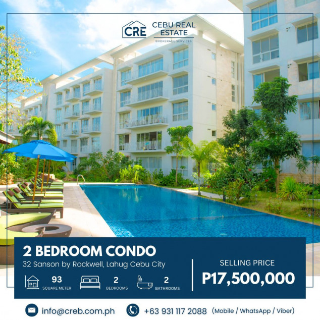 2BR Condo Unit for Sale  w/ Balcony - 32 Sanson by Rockwell, Lahug Cebu City