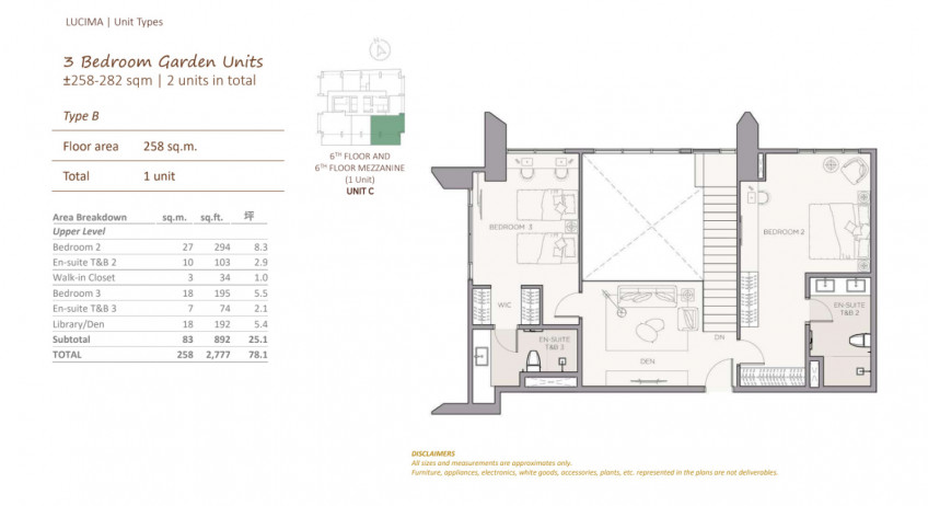 Bi-level 3 Bedroom Garden Unit