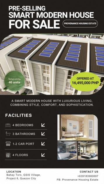 Smart Home High Quality 4-storey Pre-Selling House And Lot In Quezon City