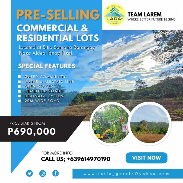 100 SQM Pre-selling Residential Lots In Tanay, Rizal