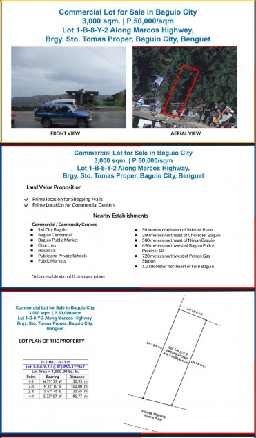 3000 SQM Commercial Lot In Baguio City For Sale