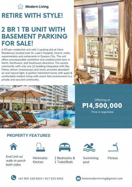 Retire With Style In A Resort-Inspired Serene Community - 2 BR Unit At DMCI Viera Quezon City