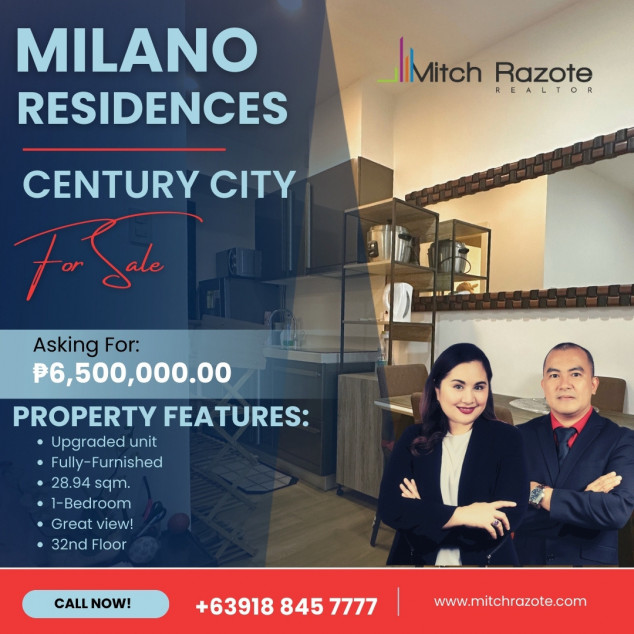 Fully Furnished 1 Bedroom Unit For Sale at The Milano Residences Century City Makati