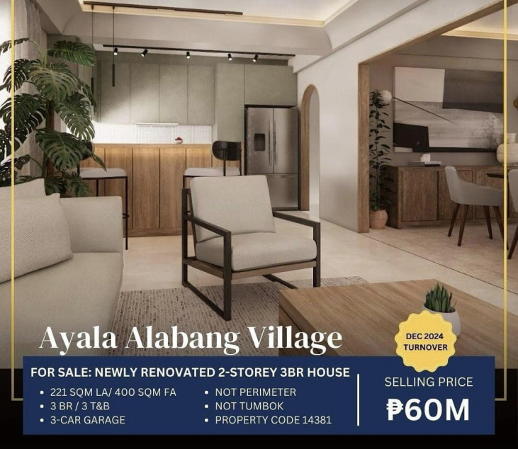 FOR SALE: Newly Renovated 2-Storey 3BR House at Ayala Alabang Village, Muntinlupa City ₱60M