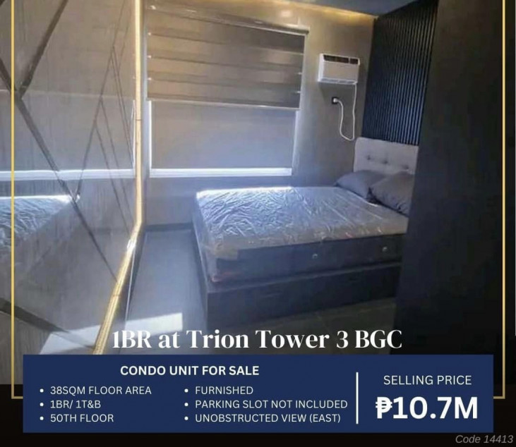 FOR SALE: 1BR Unit at Trion Tower 3, BGC, P₱10.7M