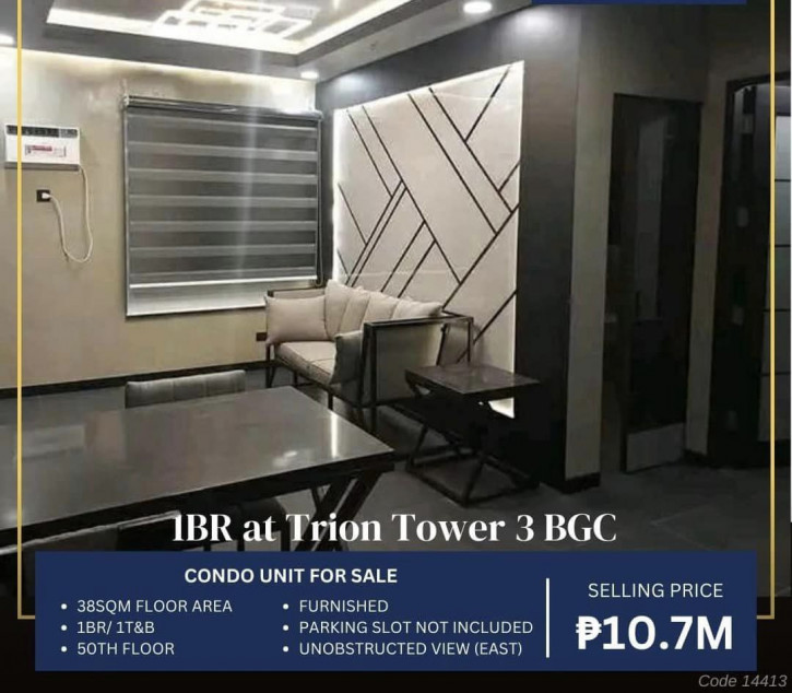 FOR SALE: 1BR Unit at Trion Tower 3, BGC, P₱10.7M