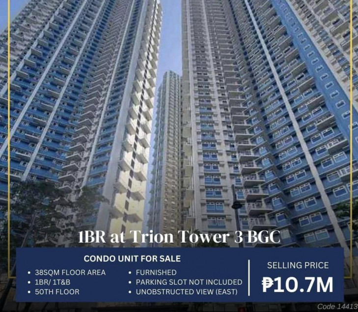 FOR SALE: 1BR Unit at Trion Tower 3, BGC, P₱10.7M