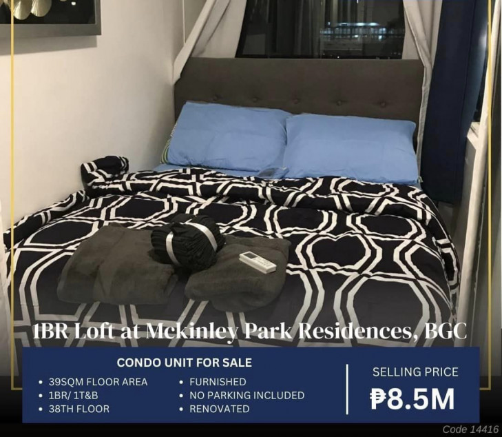 FOR SALE: 1BR Loft Type Unit at Mckinley Park Residences, BGC, ₱8.5M