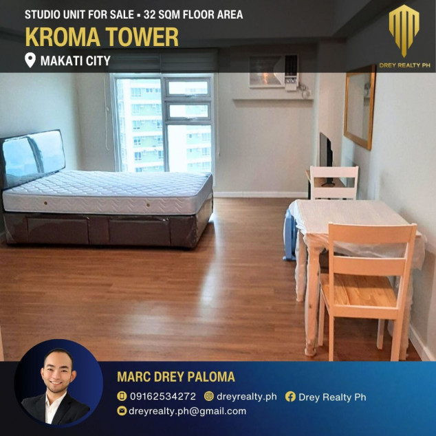 Kroma Studio Unit at 32 SQM Floor Area, Fully Furnished, Makati City, For Sale