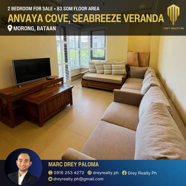 2 Bedroom in Anvaya Cove at 83 SQM Floor Area Corner Unit Fully Furnished For Sale