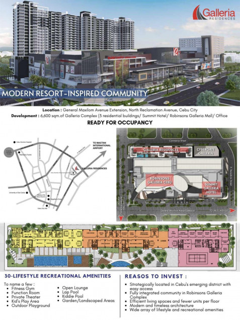 CODE # 249 For Sale Condo In Galleria Residences, General Maxilom, Cebu City